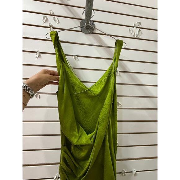Rat & Boa Silk Snake Print Cowl Neck Sleeveless Maxi Dress Lime Green Size Large - Picture 8 of 9